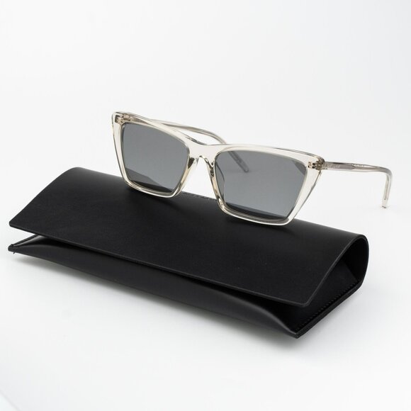 Saint Laurent Men Sunglasses Transparent Beige Cat Eye SL737 MICA THIN 004 - Picture 1 of 15